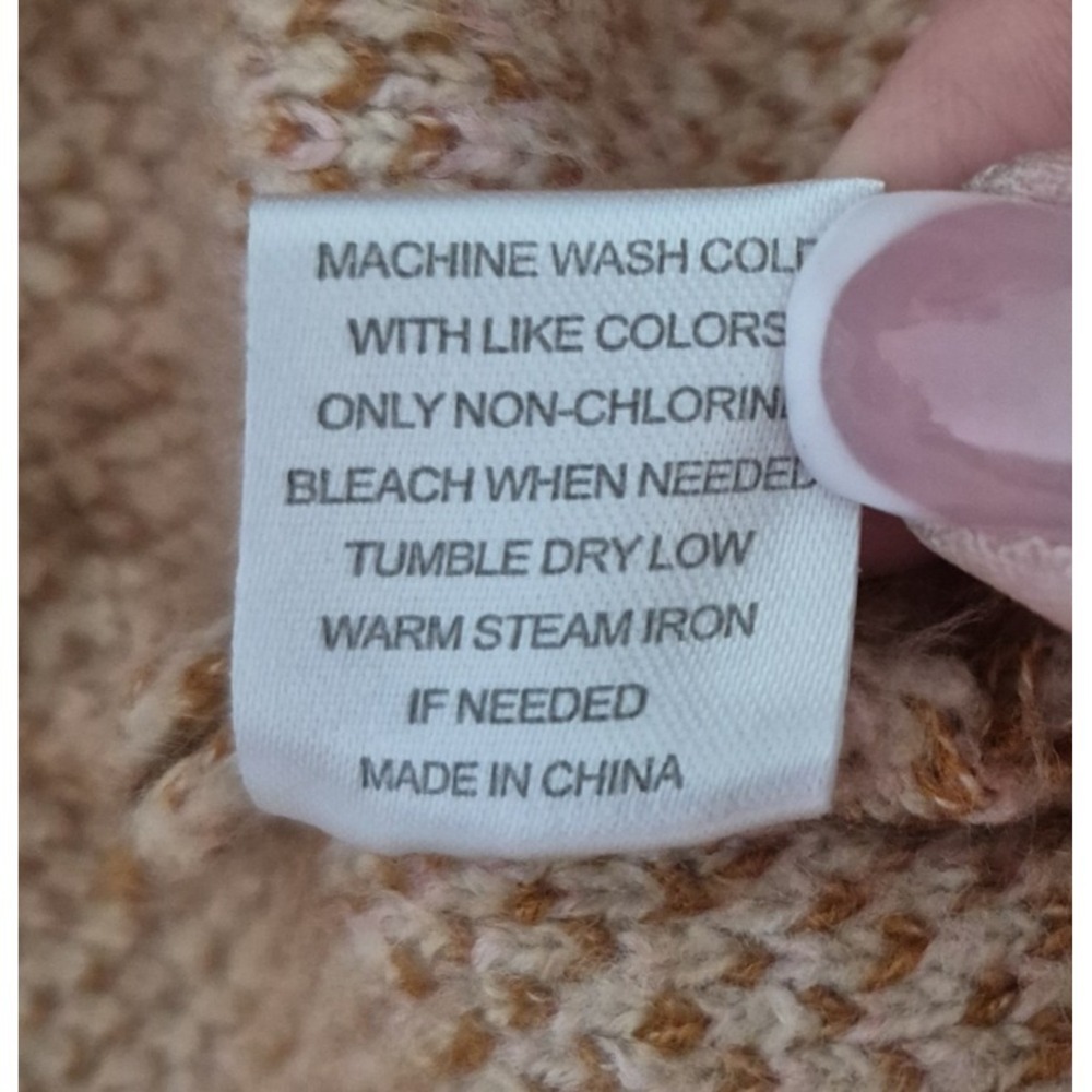 Farmers Market Duster Cardigan Womens M Pink Brown Patchwork Fuzzy Open Front - Picture 6 of 7